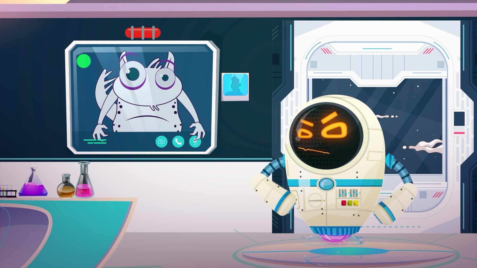 robot furioso mirando a una pantalla, estornudar, estornudos, series gratis, series online, series infantiles, series juveniles