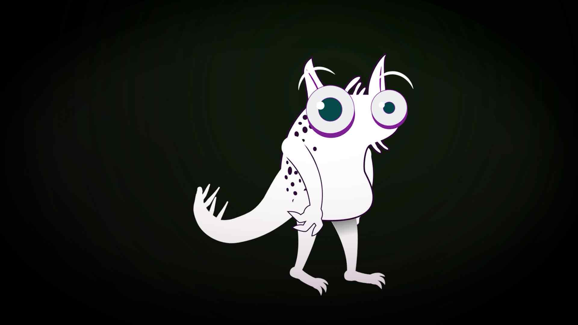 monstruo blanco en fondo negro, profesor web, parpadeo, parpadear, series educativas, series gratis, series online, series infantiles, series juveniles