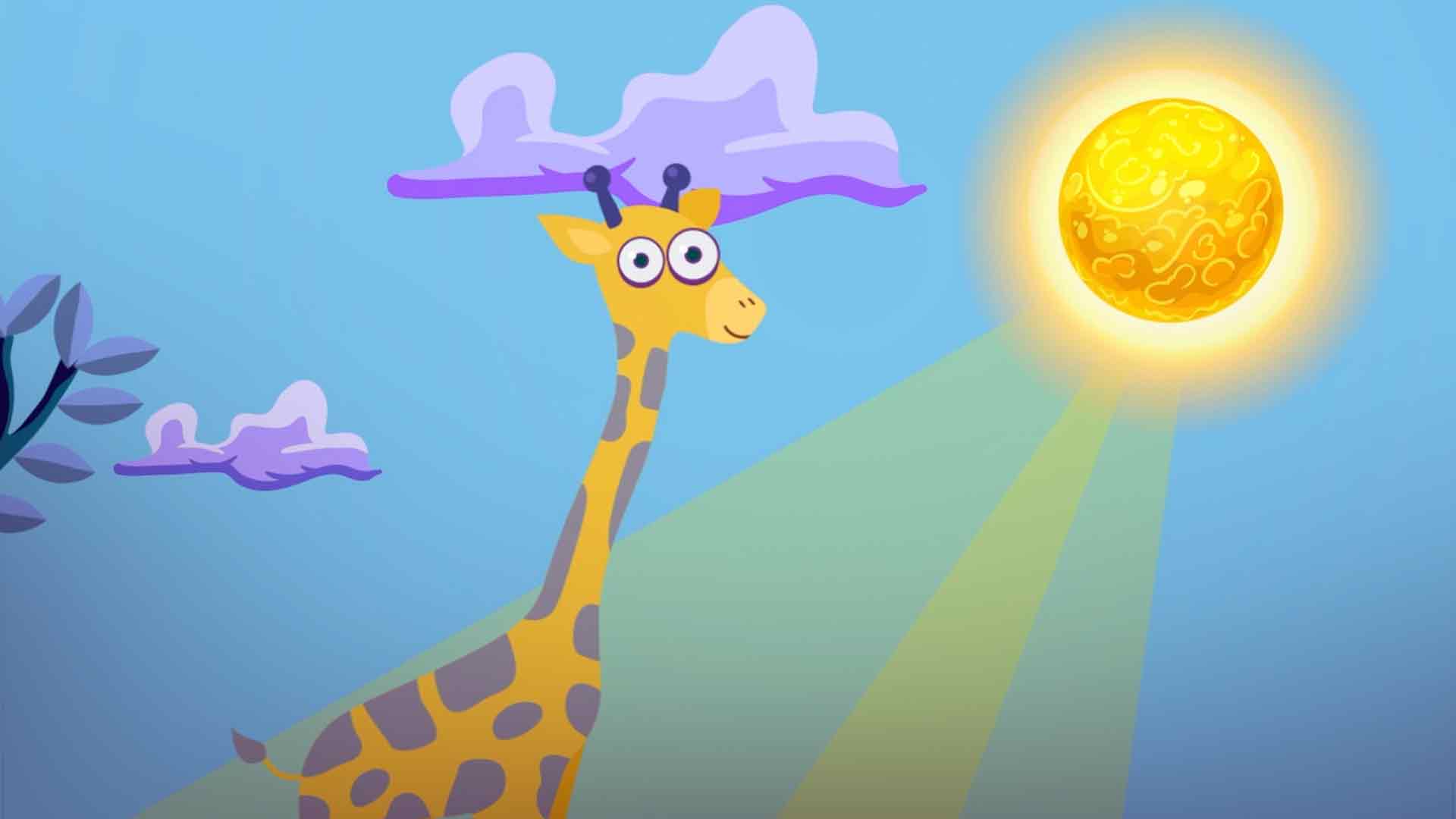 Jirafa tomando el sol, datos curiosos sobre las jirafas, jirafas, Profesor Web, series gratis, series online, series infantiles, series juveniles
