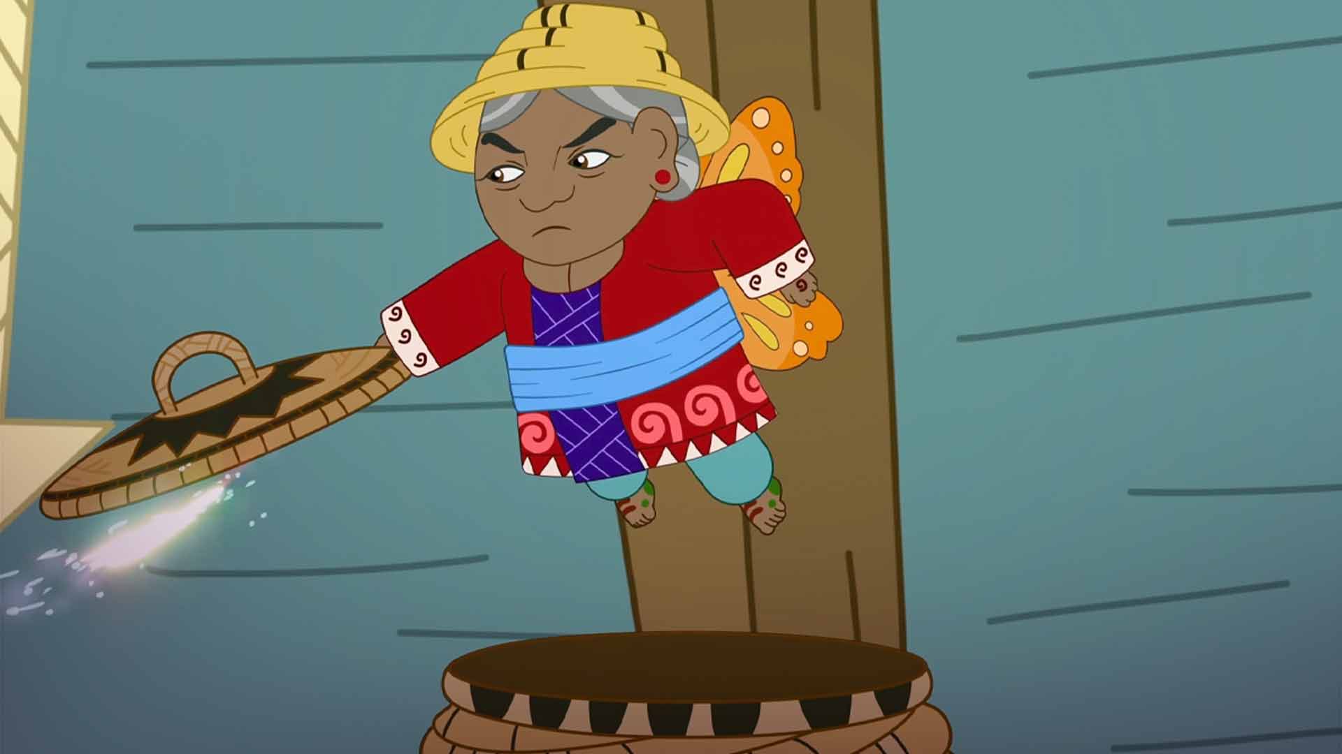 Peleando por los canastos encantados, coloso, miyo y orot, super poderes, mision, Panaguá, mitologia, leyendas, mitos, Malvada Macorina, series online, series para niños, series animadas