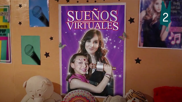 Cartel en la pared de la habitación de una niña