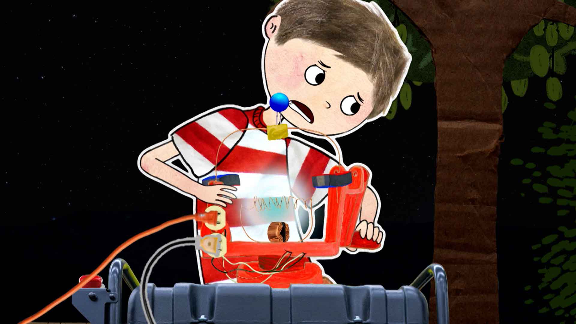 niño preocupado con una máquina