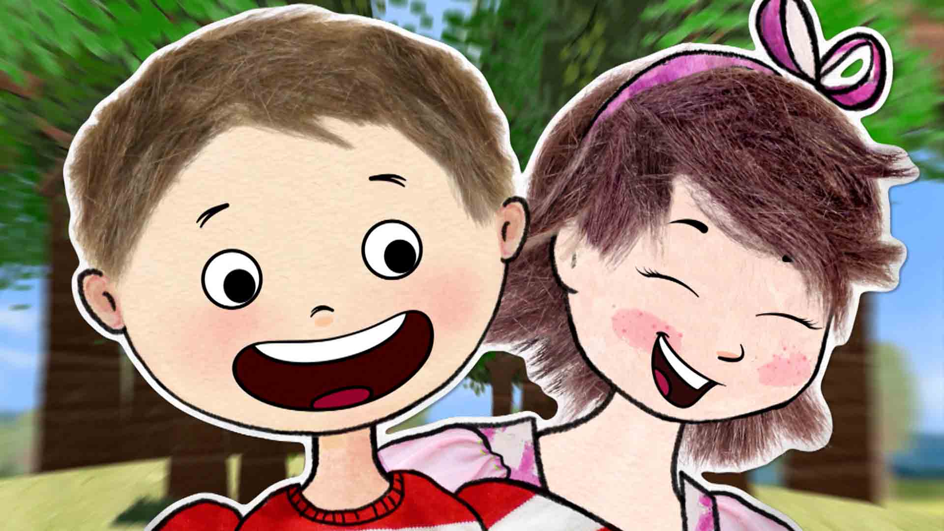 niño y niña riéndose