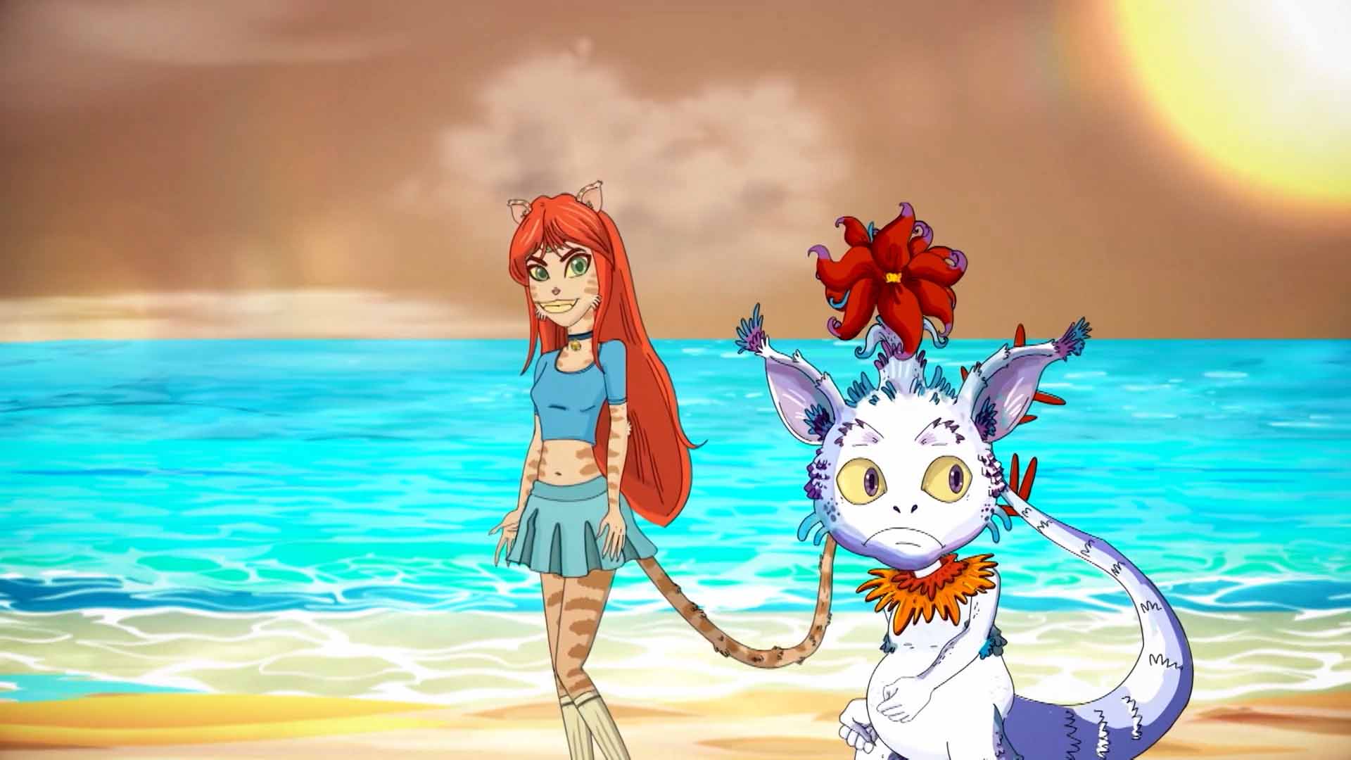 animales del Territorio Mágico en la playa