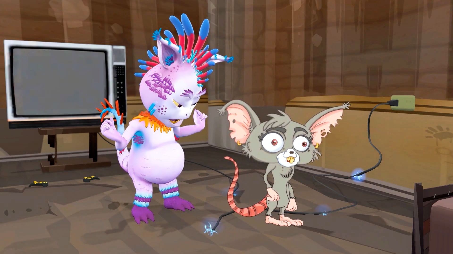 Monstruo con rata animados