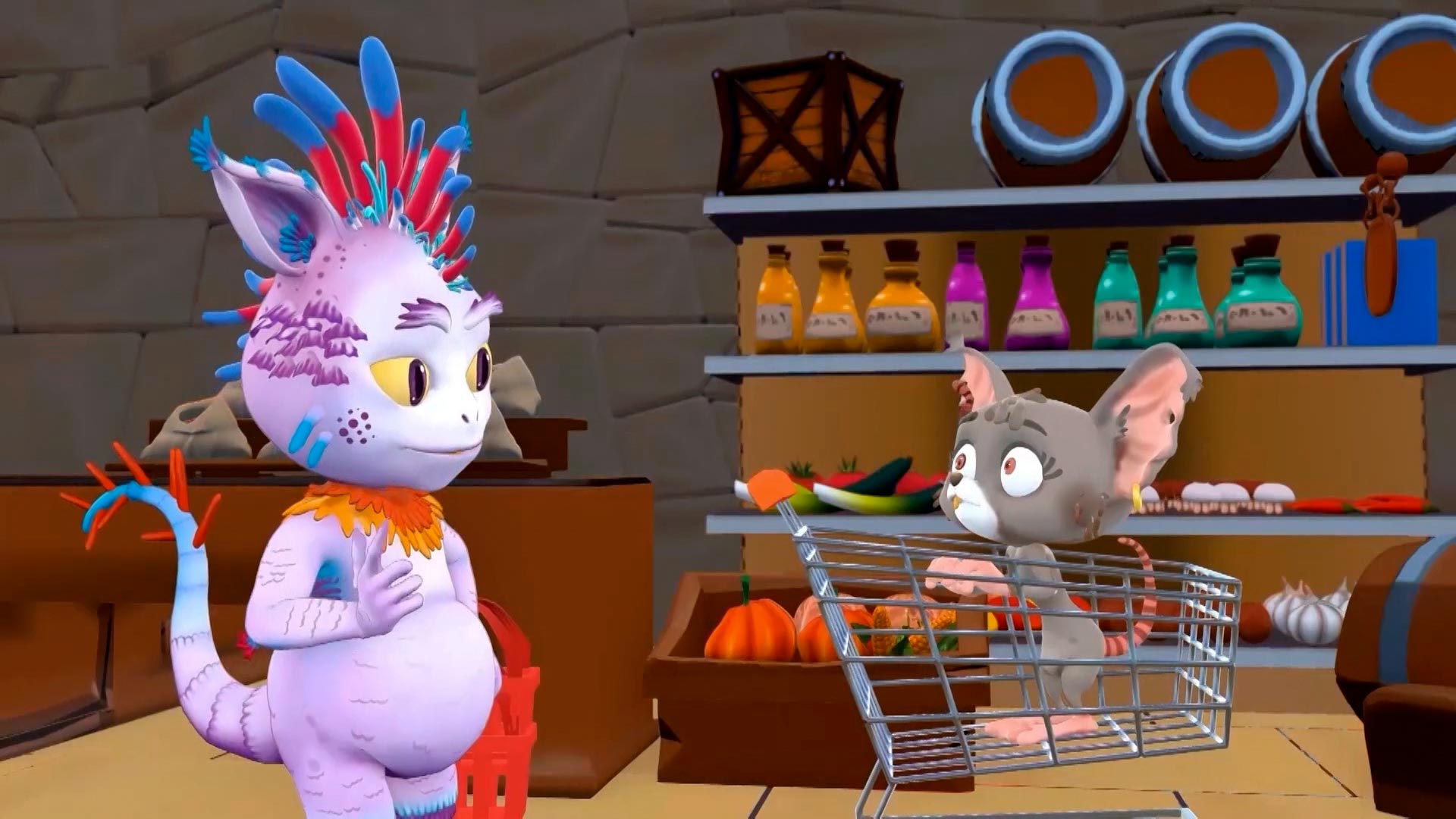 monstruos haciendo mercado