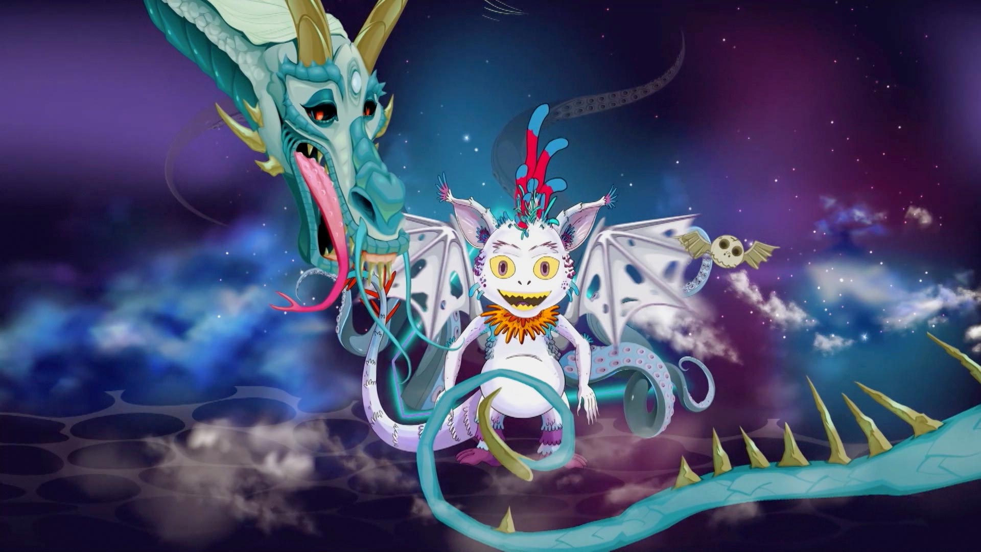 monstruo montado sobre un dragón 