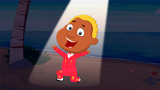 niño afrocolombiano rubio bailando salsa