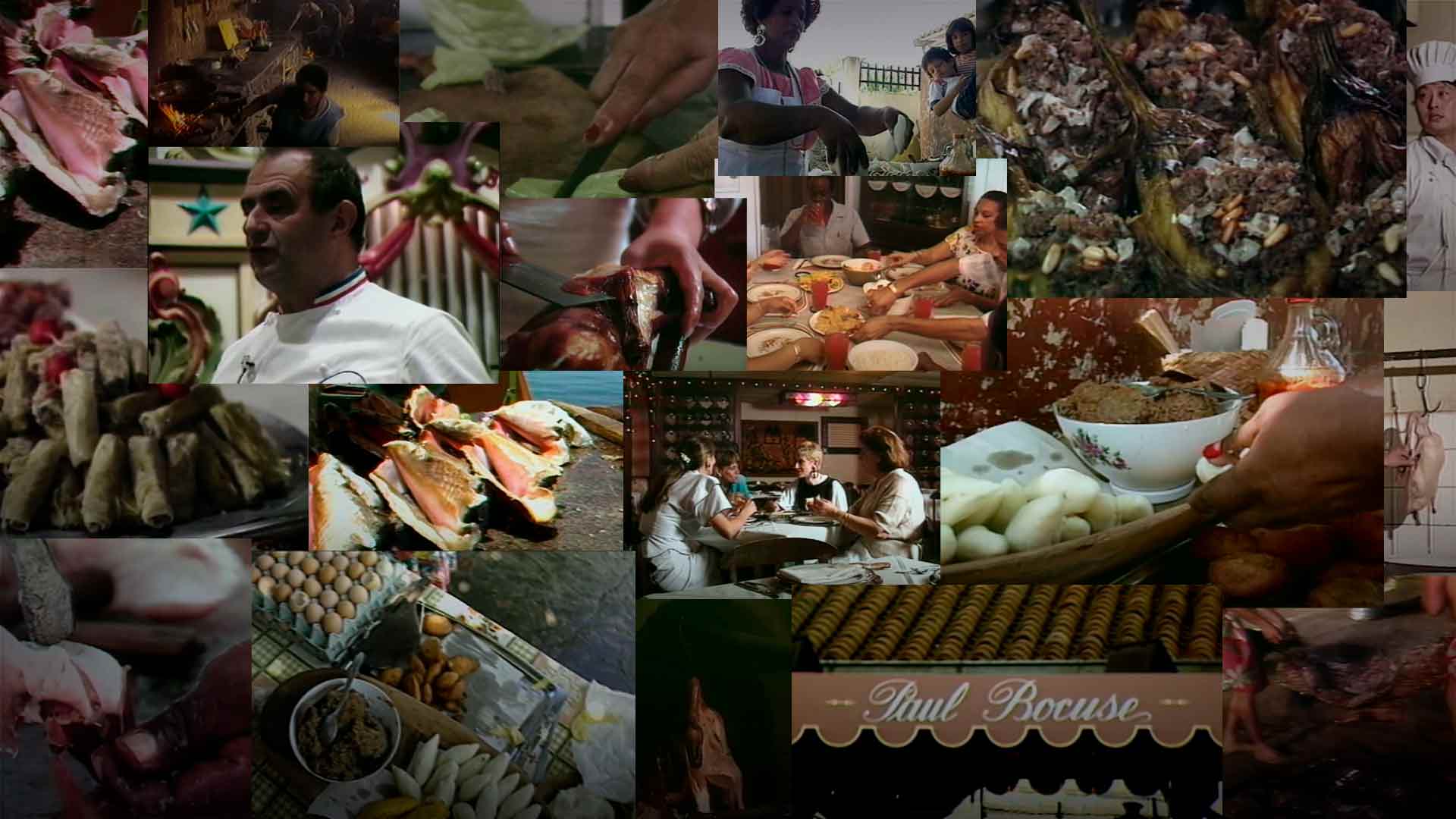 Mosaico de comidas típicas del mundo