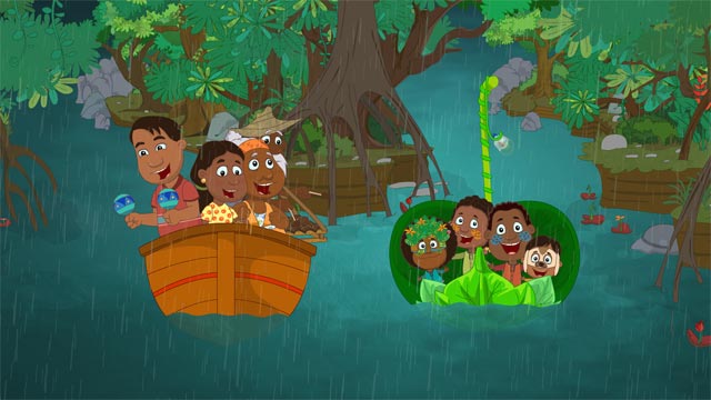 Únete a Guillermina, Candelario, Camilo y Aurora en esta emocionante aventura por el río, disponible en RTVCPlay.