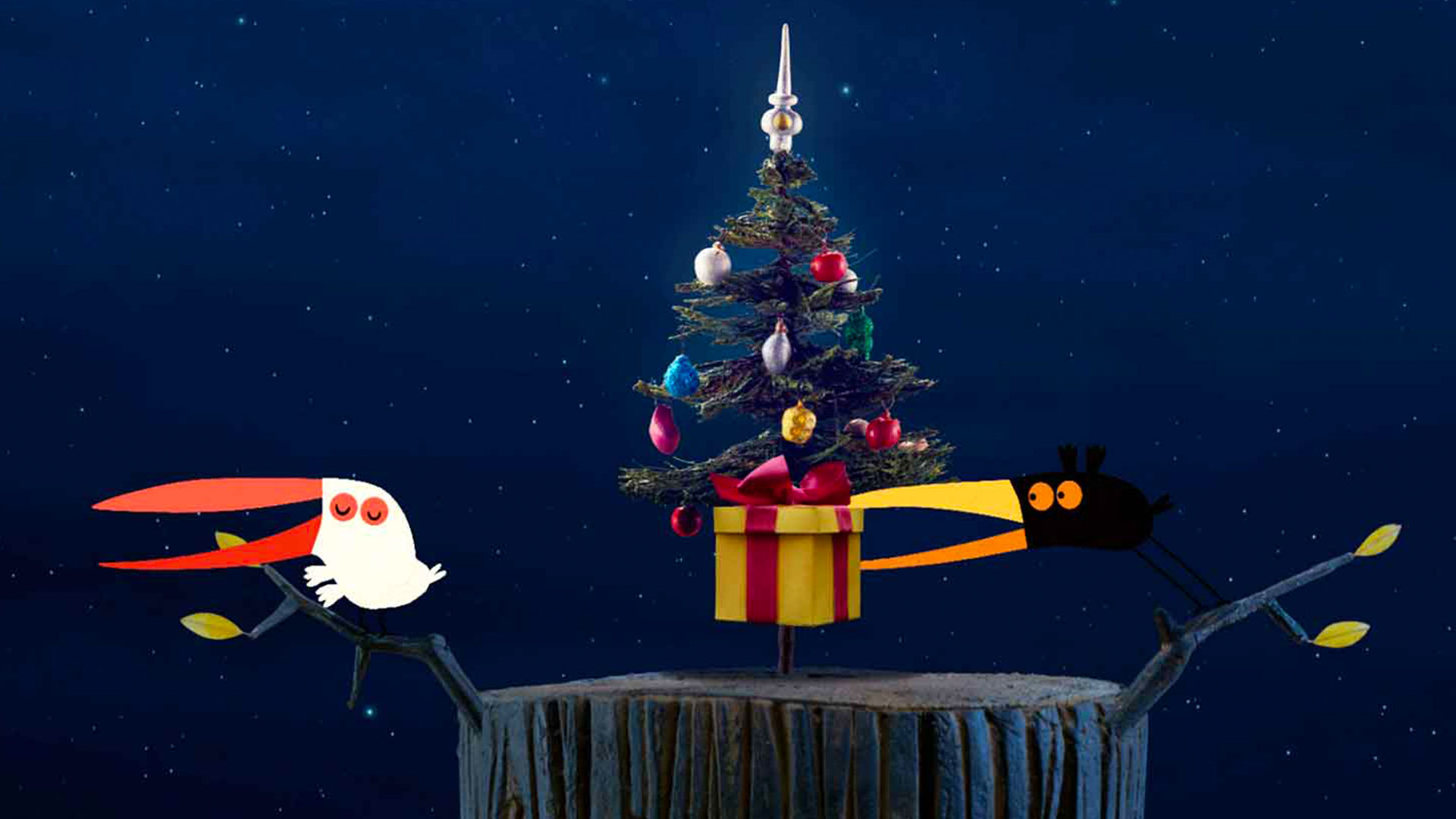 navidad, regalos de navidad, carta de regalos, ver dos pajaritos, pajaros animados, pajaros de colores animados, serie infantil, pajaros rojos, series de señal colombia