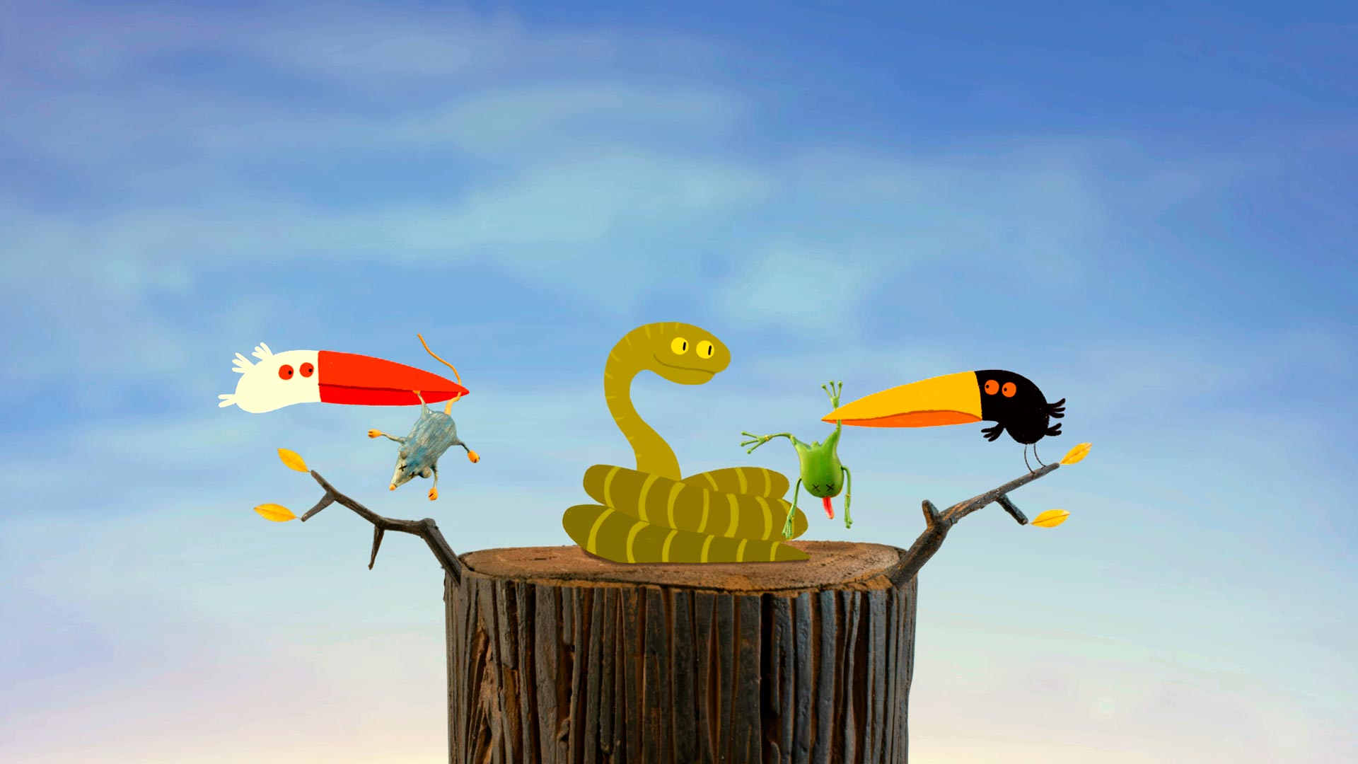 El huevo, ver dos pajaritos, pajaros animados, pajaros de colores animados, serie infantil, pajaros rojos, series de señal colombia