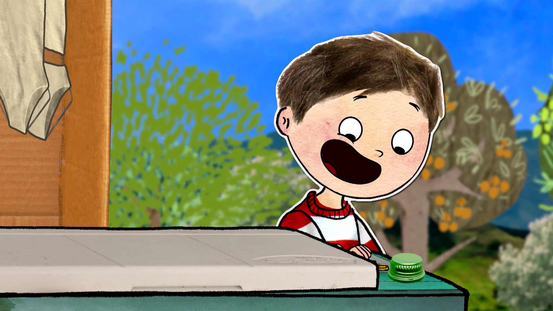 Tomás observa una máquina con asombro