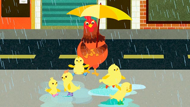 Pollitos, paraguas, abrir y cerrar, RTVCPlay, lluvia, Señal Colombia, serie infantil