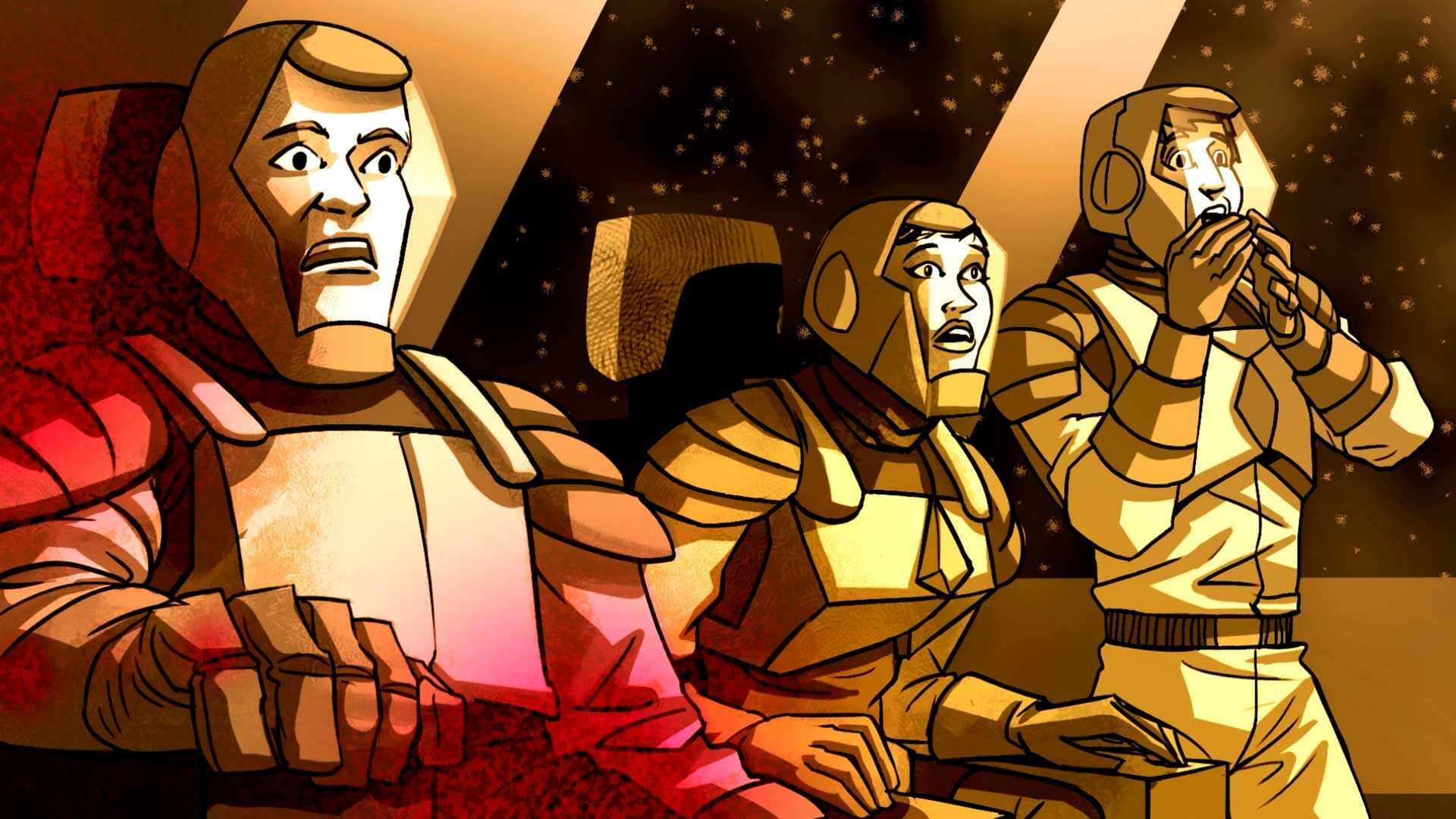 Estupefactos todos con la explosión, Soldados observan la sangre derramada, gravedad, planeta tierra, maquina espacial, series gratis, series animadas, series online, series de señal colombia, series para niños