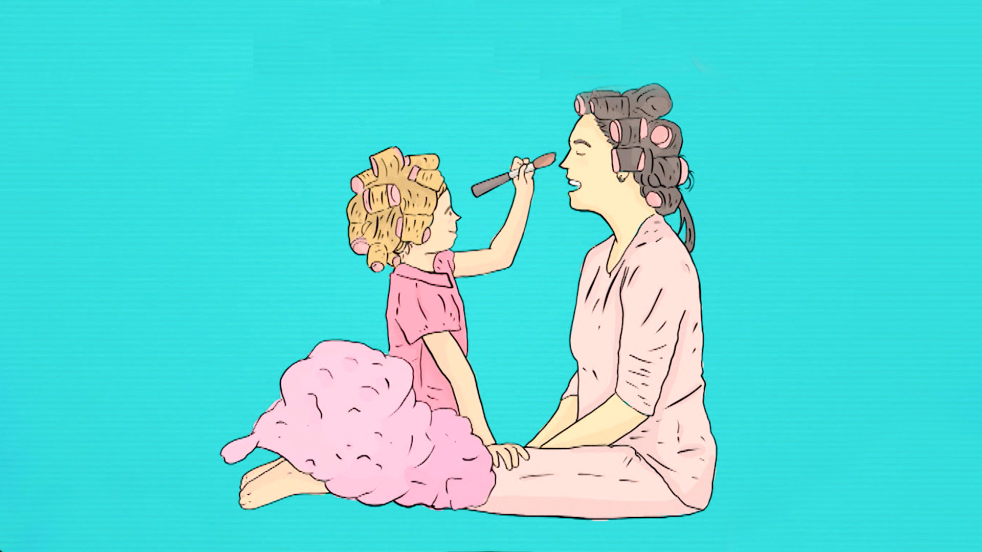 niña pintando la cara de su madre