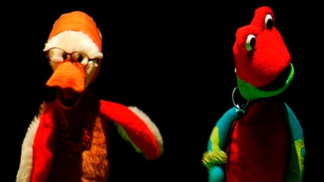 títere de pato y sapo