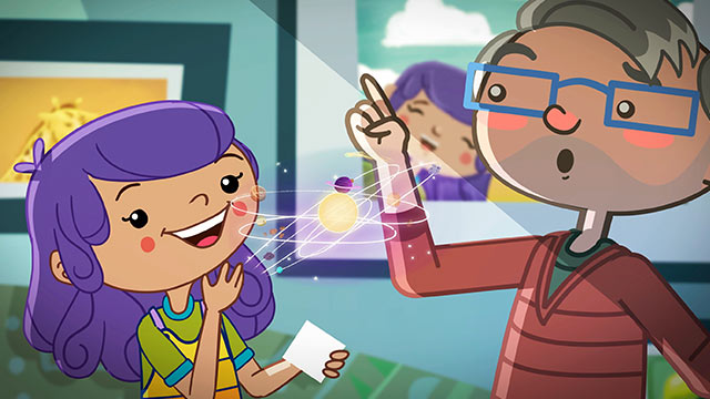 Juani con su abuelo hablando sobre el espacio