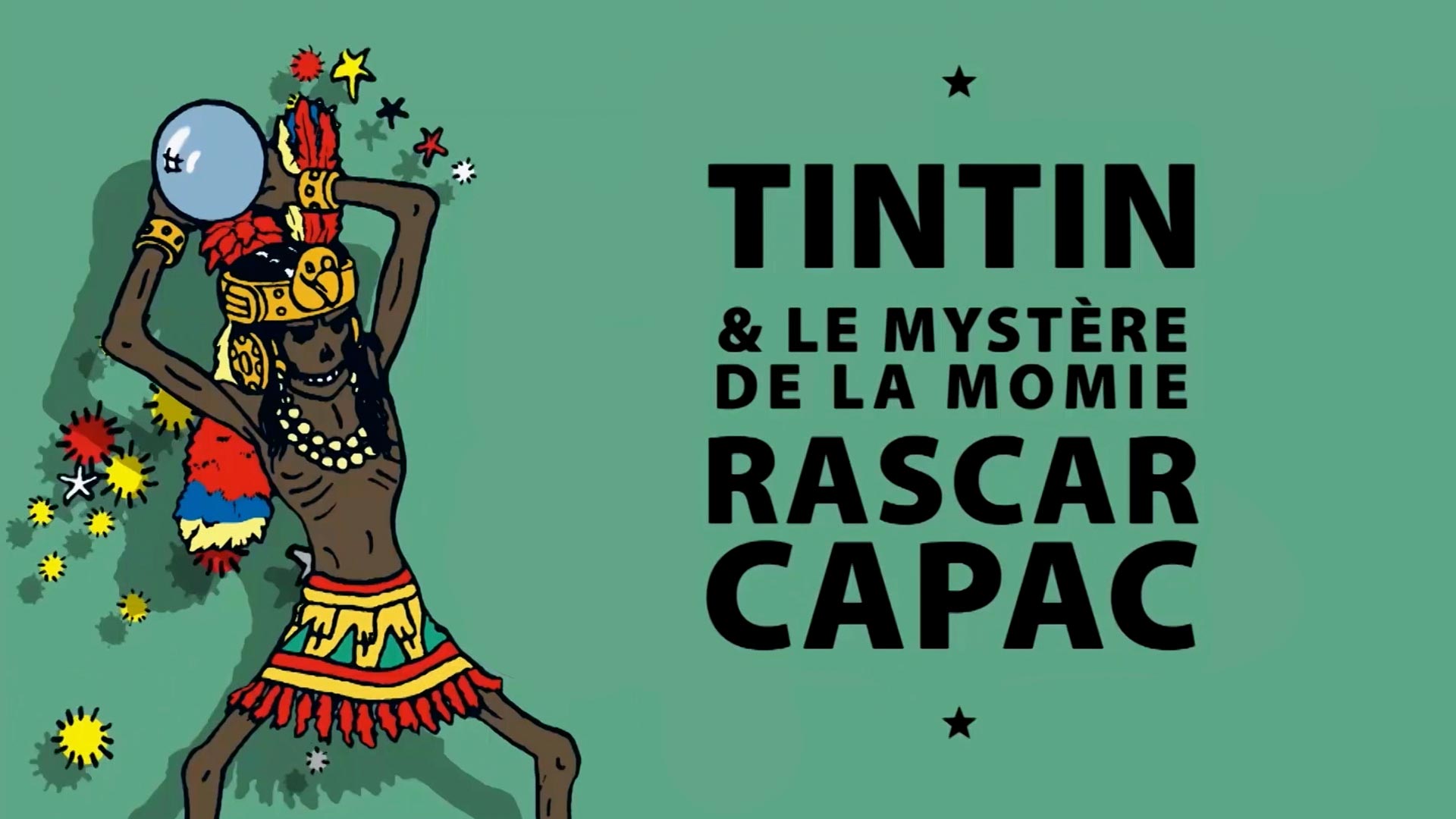 Póster oficial de Tintín y el misterio de la momia Rascar Capac, cortometraje dirigido por Frédéric Cordier, disponible en la plataforma de streaming RTVCPlay